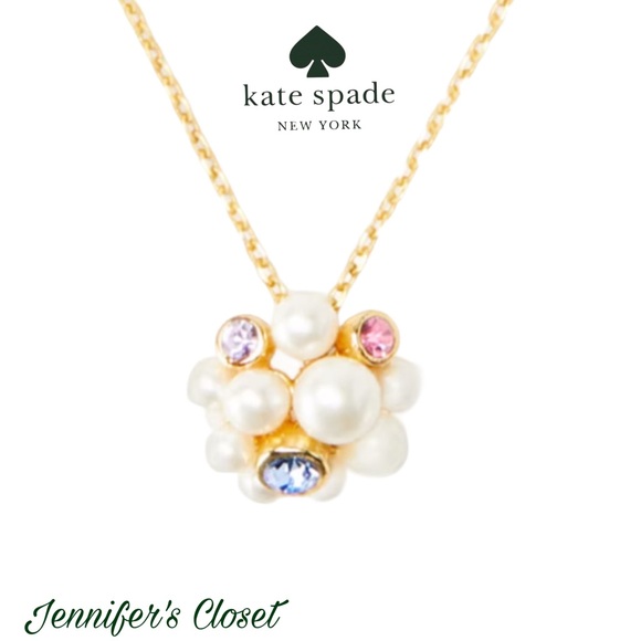 kate spade Jewelry - Kate Spade Pearl & Stone Cluster Pendant Necklace /NWT